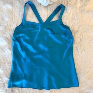 Soft Surroundings Sz Sm 100% silk blue top